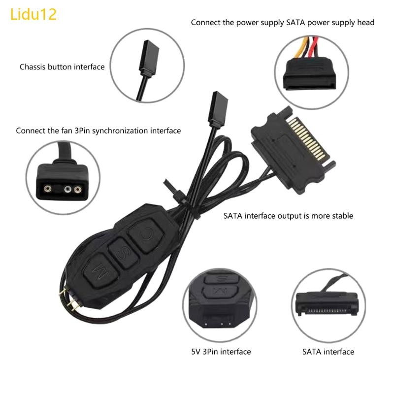 Lidu12 ARGB Controller 3Pin 5V ARGB Splitter Cable ไฟ LED Pin ARGB Controller
