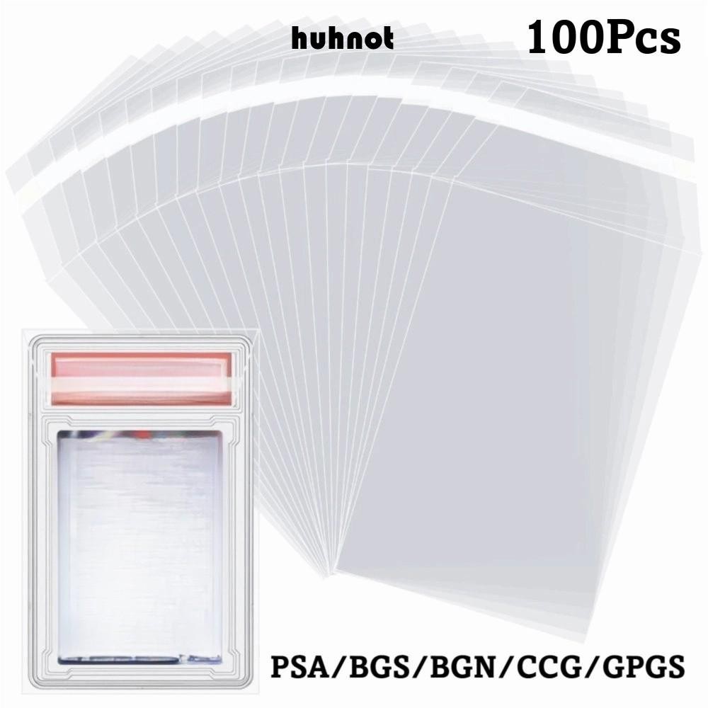 HUHNOT 100 แผ่น PSA BGS การ์ดอิฐฟิล์ม,โปร่งใสกันน้ํา PSA BGS Slab Sleeve,คุณภาพสูงแข็งแรงทนทาน Score การ์ดป้องกันฟิล์มสําหรับกล่องการ์ด