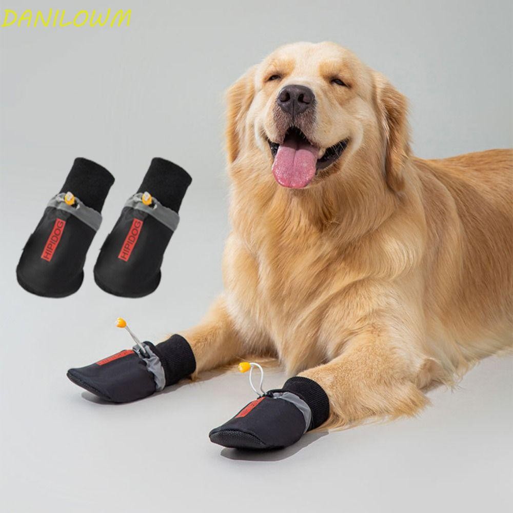 ดานิโลม 4ชิ้น/เซ็ตสุนัขขนาดใหญ่เท้าปก,ลื่นปรับสุนัขรองเท้าถุงเท้า,ปฏิบัติระบายอากาศสวมทนนุ่มสุนัขรองเท้ากันลื่นสําหรับสุนัขขนาดให
