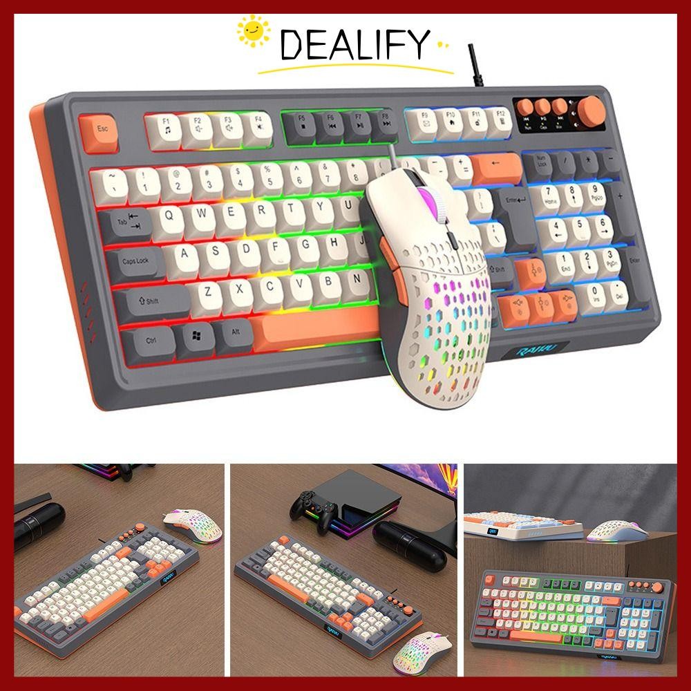 DEALIFY RAID T98 คีย์บอร์ด, คีย์บอร์ดเมาส์ชุด, Luminous 98 เค้าโครงกุญแจสีรุ้งคีย์บอร์ดเกมกลสํานักงา