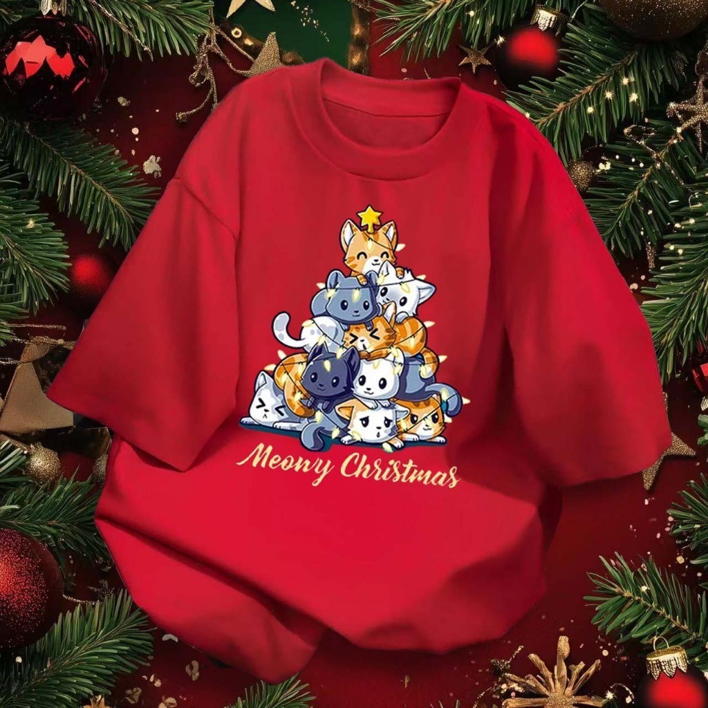 Sea.Tee สินค้าใหม่!🎄🎁 เสื้อ oversize ลายพิมพ์แฟชั่น cotton100% สบายและนุ่ม Merry Christmas 'pet' คุณภาพดี