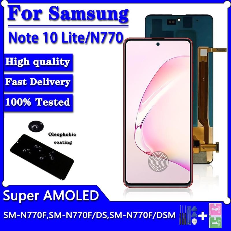 Super AMOLED สําหรับ Samsung หมายเหตุ 10 Lite 10Lite จอแสดงผล Lcd Touch Screen Digitizer สําหรับ Sam