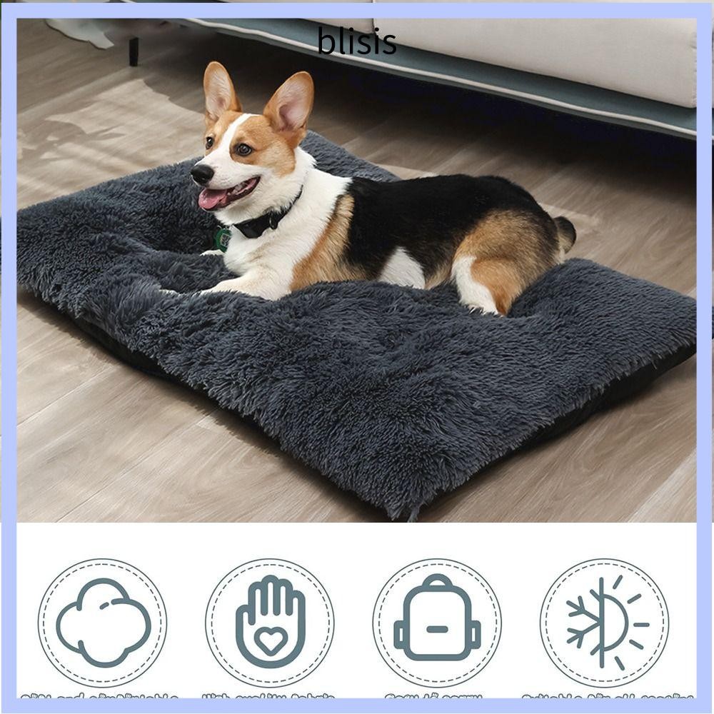 INNEED Fluff Dog Cat Crate Beds, สบาย Plush Warm Dog Mat,|ล้างทําความสะอาดได้ฤดูใบไม้ร่วงฤดูหนาวกันล
