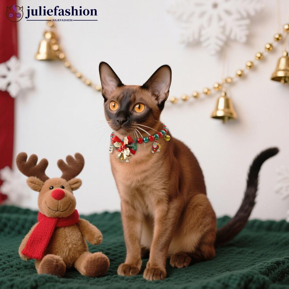 JULIEFASHION คริสต์มาส Cat Bell COLLAR Multicolor Lucky Charm Vibrant สีเครื่องประดับแมวเครื่องแต่งก