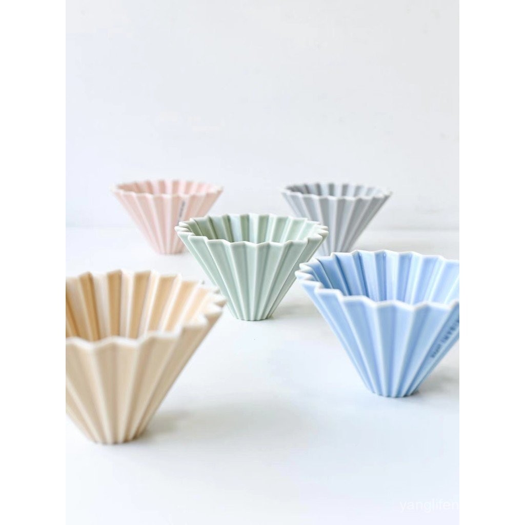 ญี่ปุ่นนําเข้า origami origami ถ้วยกรองเซรามิคถ้วยกรองเค้กสไตล์ใหม่ Hand Brew กาแฟ v60