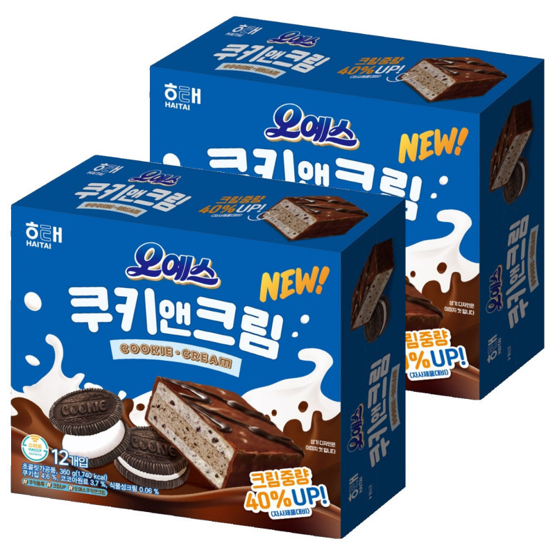 [K-FOOD] Haitai Confectionery Oyes Cookies & Cream, 360g, 2 pieces