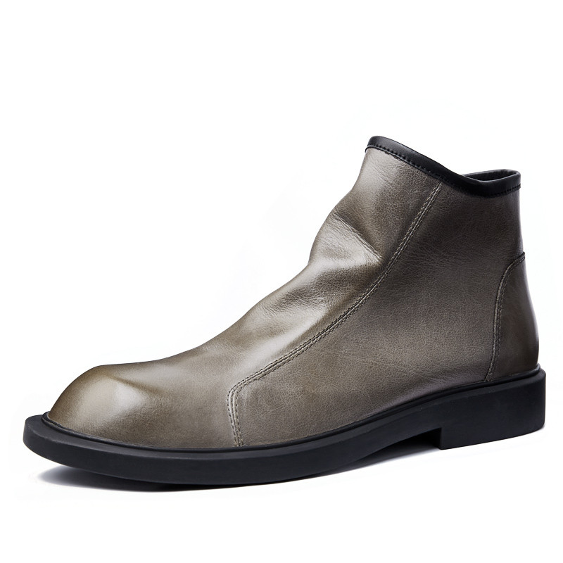 รองเท้าบู๊ทยาวแบบขนแกะสำหรับผู้ชาย ออกแบบตามแฟชั่นอังกฤษChelsea boots หนังแท้