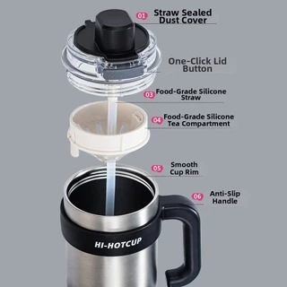 โฮริซ แก้วเก็บความเย็นพร้อมหลอด,ฉนวนกันความร้อนหรือแก้วกาแฟเคลือบเซรามิกเย็น,316สแตนเลสพร้อมที่จับ40ออนซ์1200มลถ้วยสูญญากาศ