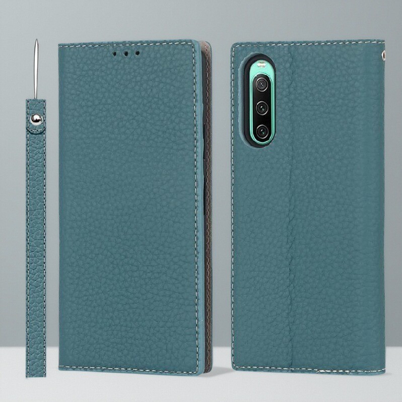 Xperia 1 VI XQ-EC72 เคสโทรศัพท์ Lanyard ลิ้นจี่เมล็ดข้าวของแท้หนังป้องกันซองหนัง Shock-proof เคสโทรศ