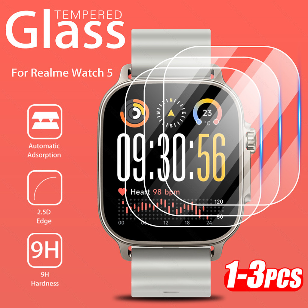 1-3PCS Realme Watch 5 ป้องกันหน้าจอกระจกนิรภัยสําหรับ Realme สมาร์ทวอท์ช 5 Anti-Scratch ป้องกันฟิล์มอุปกรณ์เสริม