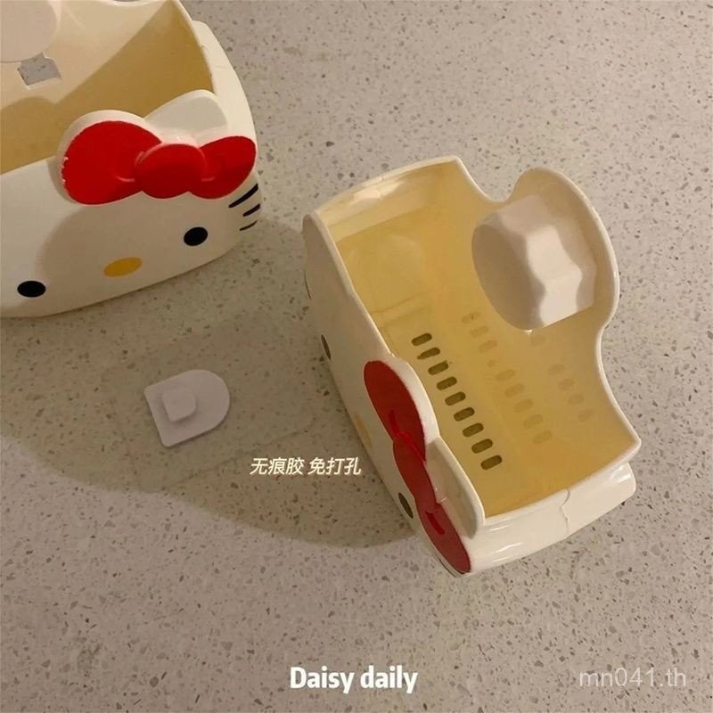 Storage Rack การ์ตูนพรุนฟรีกล่องเก็บยาสีฟันห้องน้ําแปรงสีฟันน่ารัก ins ติดผนัง KT แมวติดผนัง TD1I
