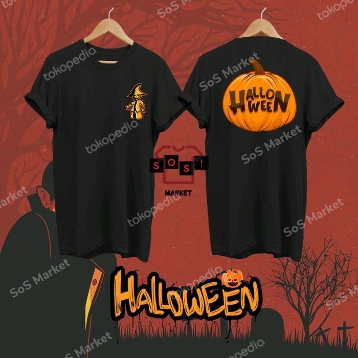 BAJU  HALLOWEEN - TSHIRT HALLOWEEN TYPE 2 - BAJU CUSTOM MURAH - Putih, XXXL เสื้อยืดฮาโลวีนSize S-5X