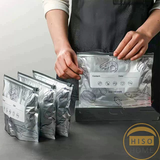 Hiso ถุงฟอยล์อลูมิเนียม 10 ชิ้น/แพ็ค ถุงเก็บอาหารสด นำกลับมาใช้ใหม่ได้ ถุงเก็บของเป็นซิปล๊อคปิดสนิท Food storage bag