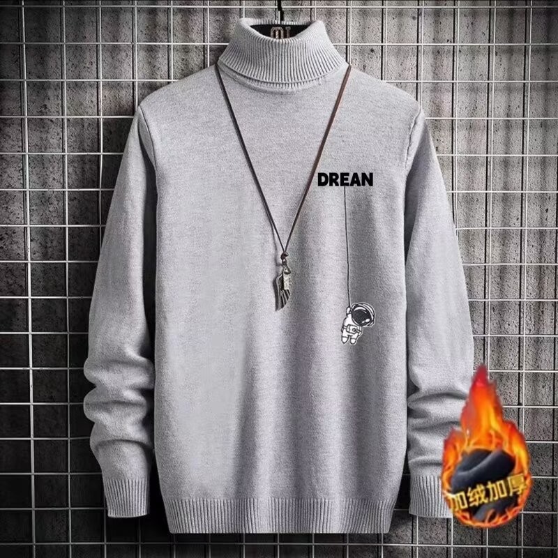 COD 2025 Half Turtleneck Sweater Men Autumn Winter Korean Style Loose Trendy Fleece Lined Thickened 