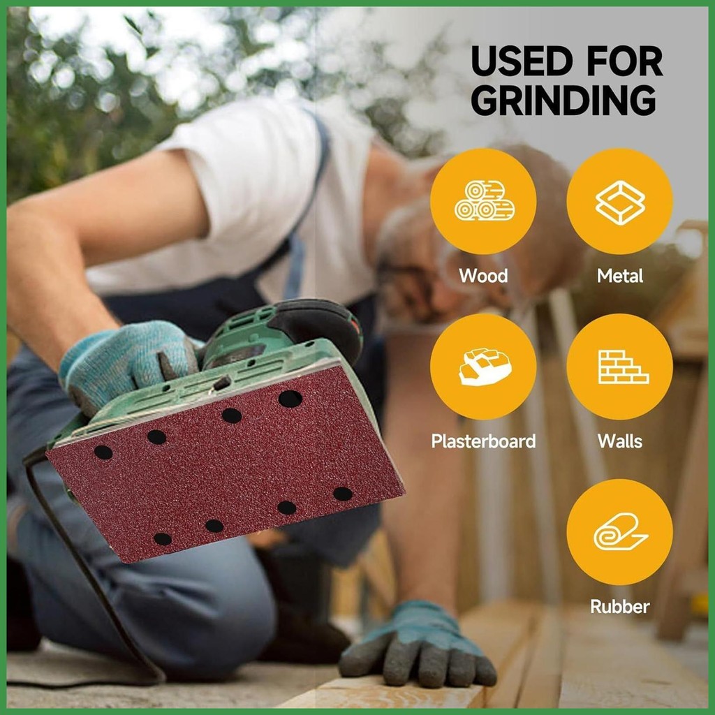 Orbital Sander Pads 120 ชิ้นกระดาษทรายสี่เหลี่ยมสําหรับ Orbital Sander ฝุ่นแผ่นสกัดสําหรับแก้วโลหะ w