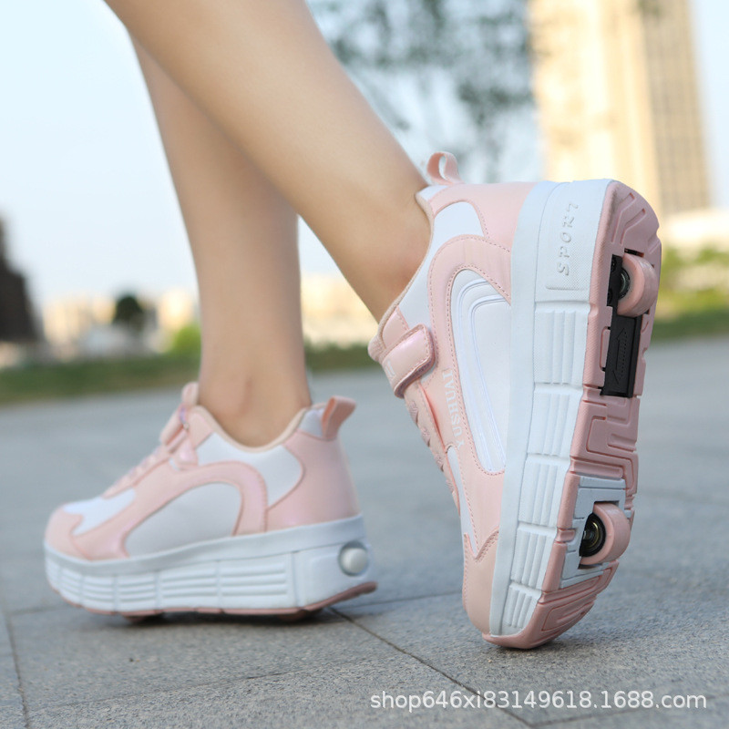 2025 รุ่นเด็ก Heelys Boys Double Wheel ที่มองไม่เห็นนักเรียน Heelys หญิงผู้ใหญ่ Roller รองเท้า Trans