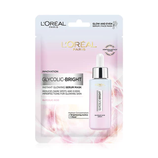 Loreal Paris Glycolic Bright Instant Glowing Serum Mask 22g ลอรีอัล ปารีส แผ่นมาสก์หน้า.