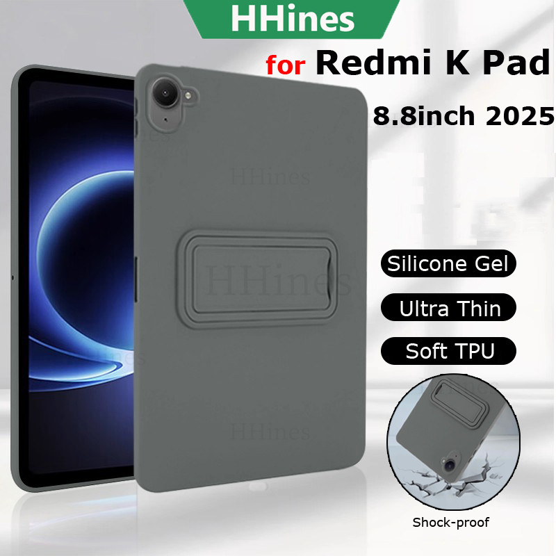 HHines สําหรับ Xiaomi Redmi K Pad 8.8 "2025 สําหรับ Xiaomi Pad Mini 8.8 2025 Mi Pad SE 8.7 นิ้ว 2024 ผิวแท็บเล็ตซิลิโคนนุ่ม TPU GEL ขาตั้งกันกระแทกฝาครอบ