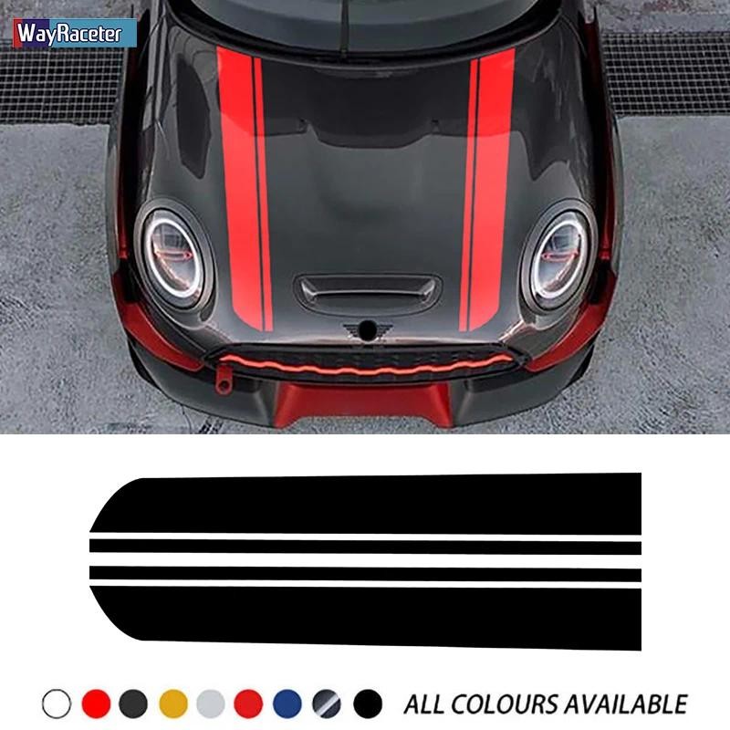2 ชิ้นรถ Hood สติกเกอร์ Bonnet Stripes ไวนิล Decal สําหรับ MINI Cooper R60 Countryman F60 F55 F56 R5