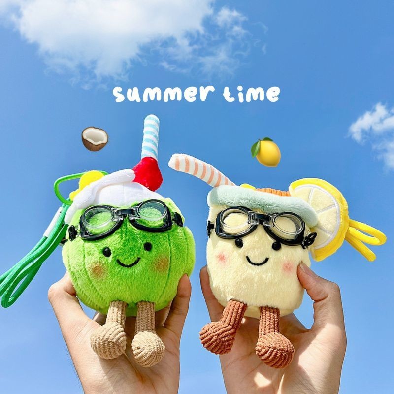 Lemonade Shidas Tianxunning Lemonade Coconut Green Plush Bag Pendant Cute Doll Pendant Keychain
