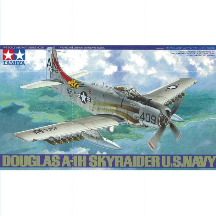 Tamiya 61058 1/48 Scale Model Aircraft Kit USNavy Douglas A-1H Skyraider