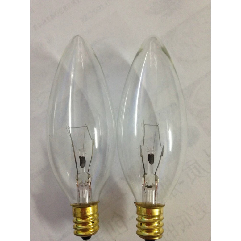 [อุปกรณ์เสริม 110V/220V] E12 สกรูธรรมดาหลอดไส้เทียนโปร่งใสหลอดไฟโคมระย้า 15W/25W/40W/60W หรี่แสงได้