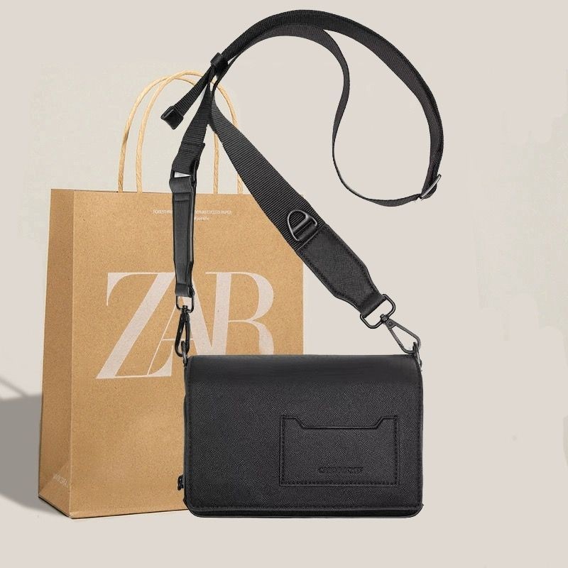 Zara ผู้ชายผู้หญิงกระเป๋า All-Match Commuter Mini ไหล่กระเป๋าสี่เหลี่ยมเล็กโทรศัพท์มือถือผู้ชายกระเป
