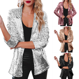 เสื้อคลุมเลื่อมลําลองผู้หญิงแจ๊กเก็ตปาร์ตี้อเมริกันยุโรปแจ็ค…