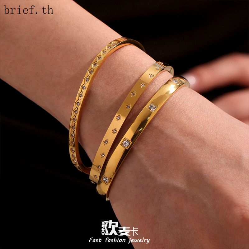 สร้อยข้อมือเพชรแท้Omaka ออกแบบเรียบง่ายสำหรับผู้หญิง พร้อมสต็อกเต็ม