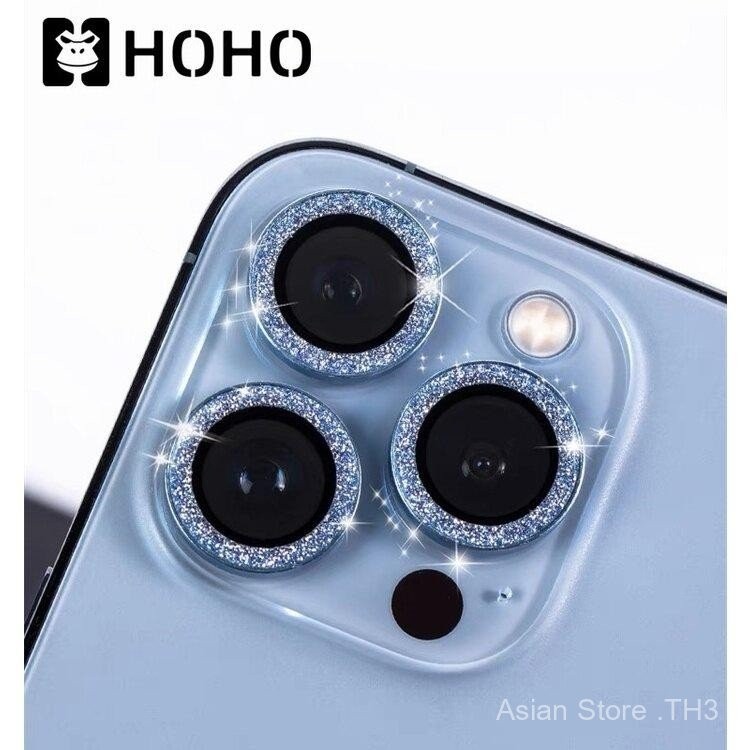 HOHO ฟิล์มกล้อง Diamond Flash เหมาะสําหรับ iPhone1514Plus1415ProMax111213ProMax13Mini ฝาครอบเลนส์เพช