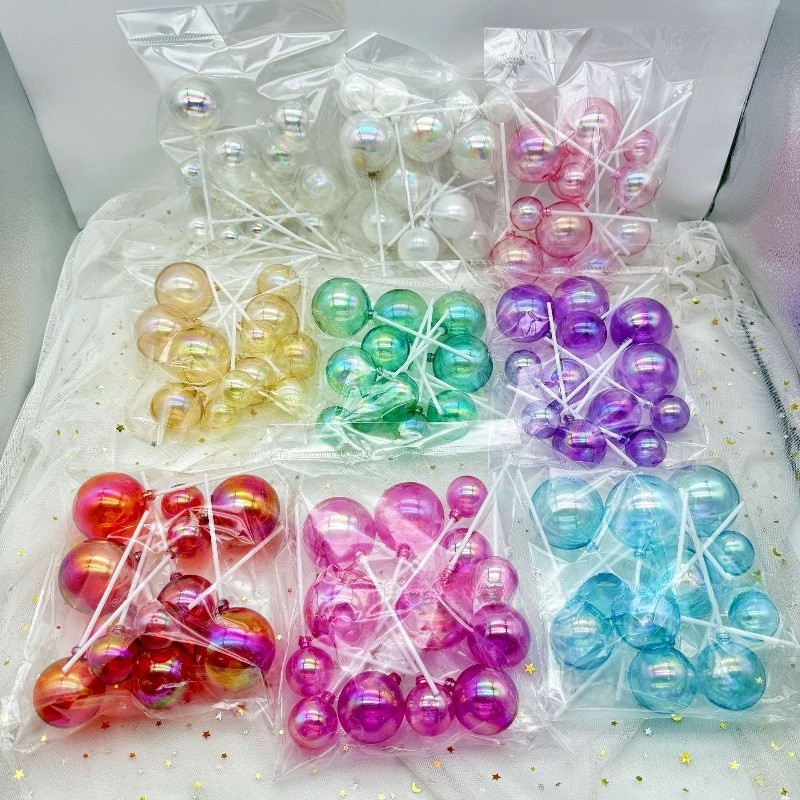ตกแต่งเค้ก แฟนตาซีบอลลูกบอลที่มีสีสันฟองใสบอลสร้างสรรค์คริสต์มาสบอลวันเกิดงานแต่งงานวันวาเลนไทน์เค้กตกแต่งเครื่องประดับ