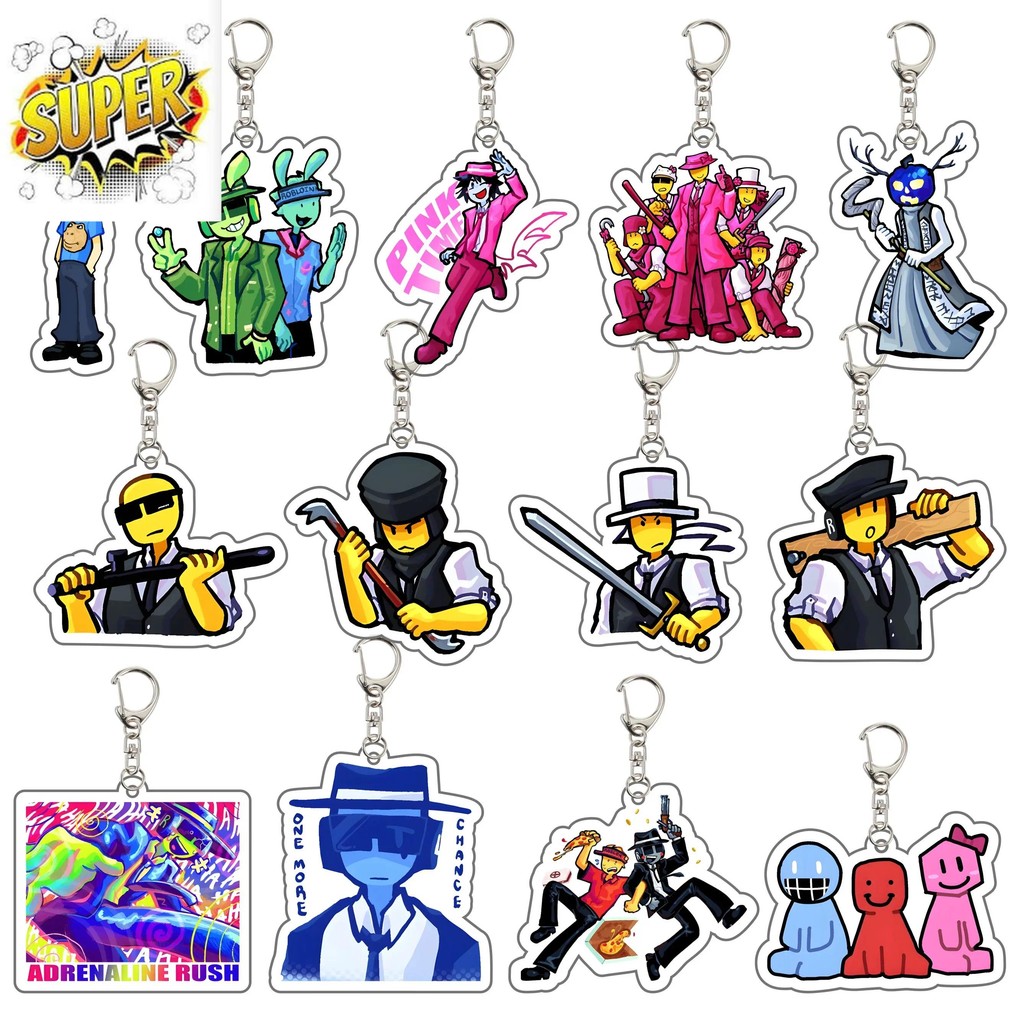 เกม Forsaken-Guest 1337 พวงกุญแจอะคริลิค Noob Shedletsky | โซ่พวงกุญแจชาร์ม | อุปกรณ์เสริมกระเป๋า