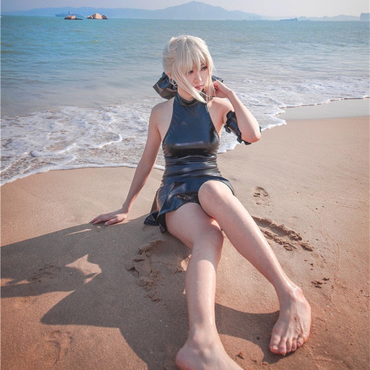 ชุดว่ายน้ําคอสเพลย์ My King Black Saber จาก Fate/Grand Order เหมาะสำหรับคอสเพลย์และว่ายน้ํา
