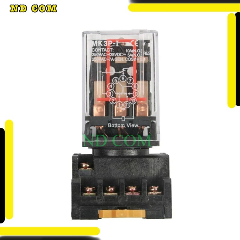 ส่งจากไทย MK3P MK-3P ใหม่ปลั๊กรีเลย์ 11PIN 3P 220V AC/DC 12V 24V COIL พร้อมฐานซ็อกเก็ต i ร้านเราส่งท