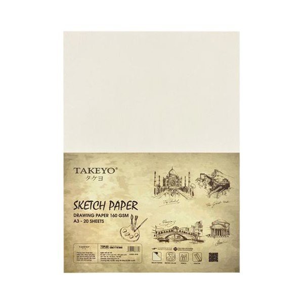 TAKEYO 8735 A3 WATERCOLOR DRAWING PAPER FILE (20 แผ่น)