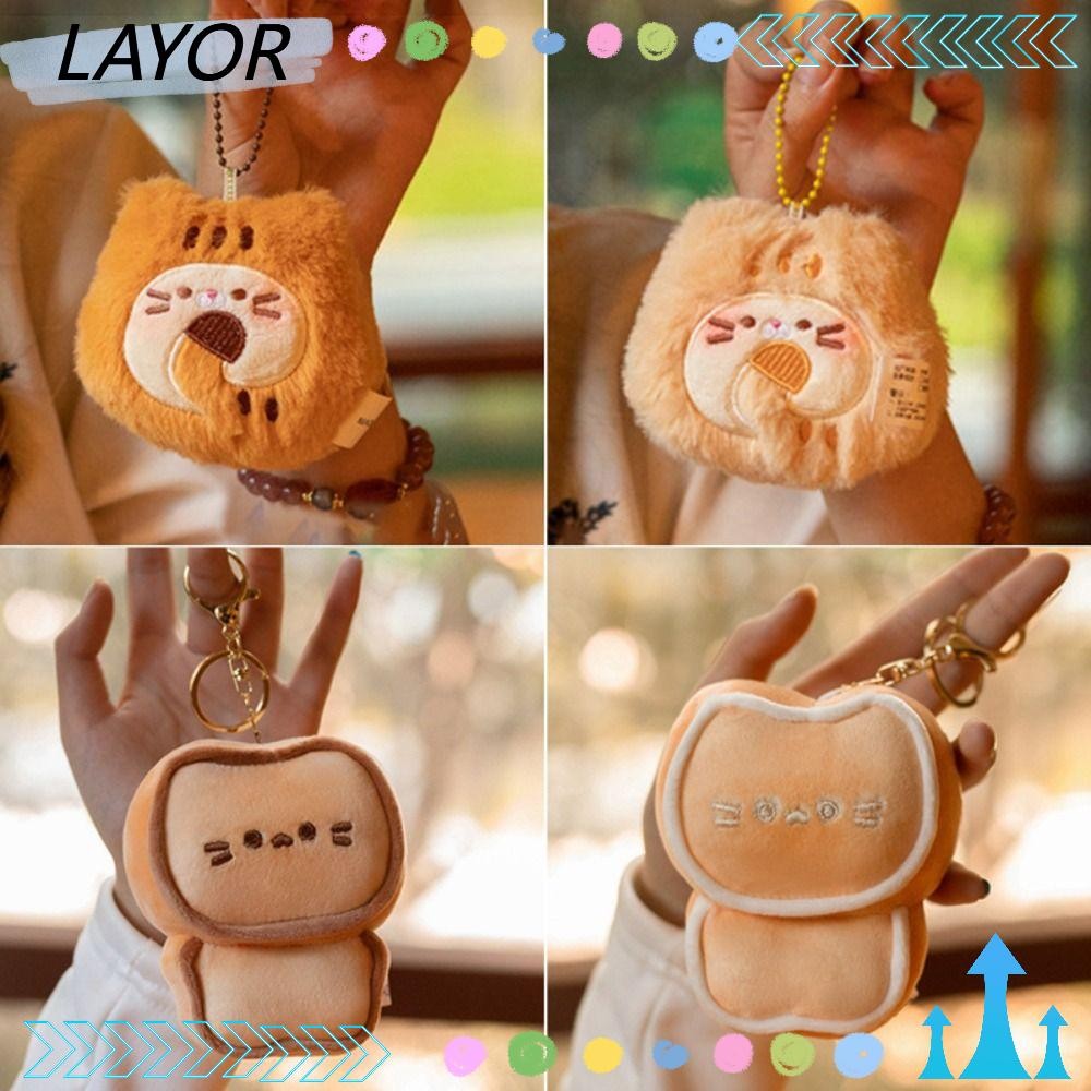 LAYOR ของเล่นตุ๊กตาแมว, Plush/PP Cotton Biscuit Cat/Cake Cat Fluffy Cat ตุ๊กตาแมว, น่ารัก 10/23 ซม.หมอนนุ่ม Huggable Doll