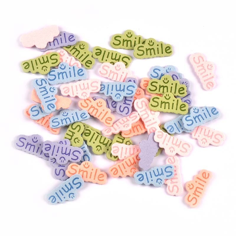 เกาหลีกํามะหยี่ smlie ยิ้มสี ทําด้วยมือ ผ้าป้ายผ้าสติกเกอร์เสื้อผ้ากระเป๋าผ้าพันคอ DIY ป้ายป้ายป้าย