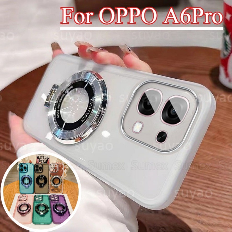สําหรับ OPPO A6 Pro 5G ใสกรณีฝาครอบขาตั้งโทรศัพท์ผู้ถือแหวนกล้องกันกระแทก Soft TPU กลับปลอก OPPOA6Pro CPH2781 OPPOA6 A6Pro 4G CPH2799 2025