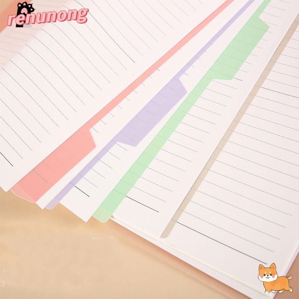 RENUNONG Binder Page Dividers สินค้าสํานักงานคละสีสําหรับโฟลเดอร์โน๊ตบุ๊ค 4 Tab