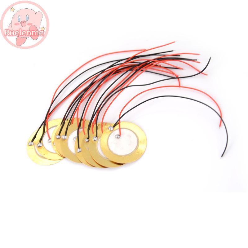 ถูกต้อง 10 ชิ้น 27 มิลลิเมตร Sounder Sensor Trigger Drum Disc + ลวดทองแดง Piezo Elements TH