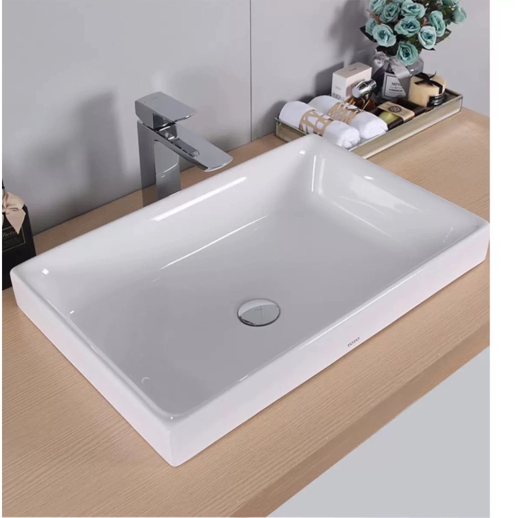 T0T0 เคาน์เตอร์อ่างล้างหน้า LW1716 LW5715B เซรามิคสแควร์โต๊ะห้องน้ําสมาร์ททําความสะอาดล้างมืออ่างล้า