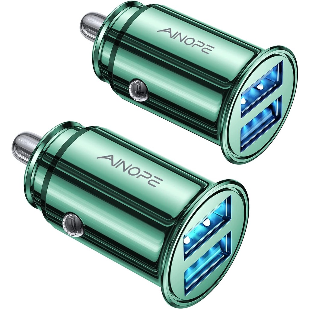AINOPE 2 Pack Fast Mini Car Charger Adapter, 4.8A โลหะไฟบุหรี่ USB Car Charger Flush Fit, Dual Port 