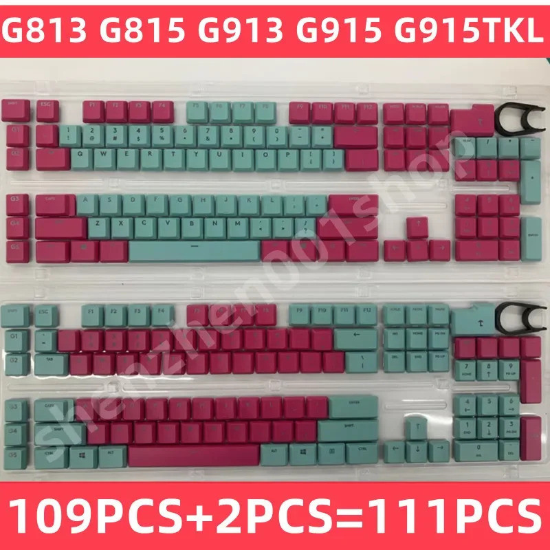 ชุด 109 ชิ้น + 2 ชิ้น KeyCaps สําหรับ Logitech G813 G815 G913 G915 G913TKLG915TKL KeyCAPS USA UK สีแ