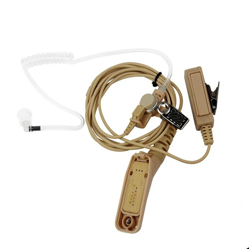 Beige Walkie Talkie ชุดหูฟังหูฟังไมโครโฟนสําหรับ Motorola XIR P8268 P8260 P8200