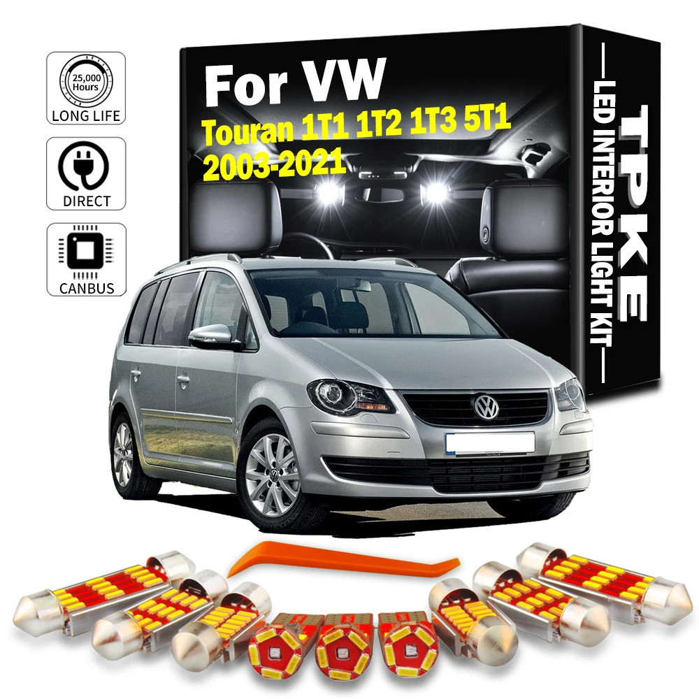 TPKE Canbus LEDชุดไฟภายในสําหรับVW Volkswagen Touran 1T1 1T2 1T3 5T1 2003-2018 2019 2020 2021 ยานพาห