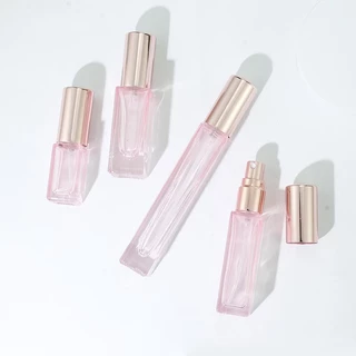 ขวดสเปรย์แก้วเปล่าทรงเหลี่ยม ขวดใส ฝาสีดำ เงิน โรสโกลด์ (รุ่นขวดหนา) 3 / 5 / 10 ml ขวดเสปรย์พกพา