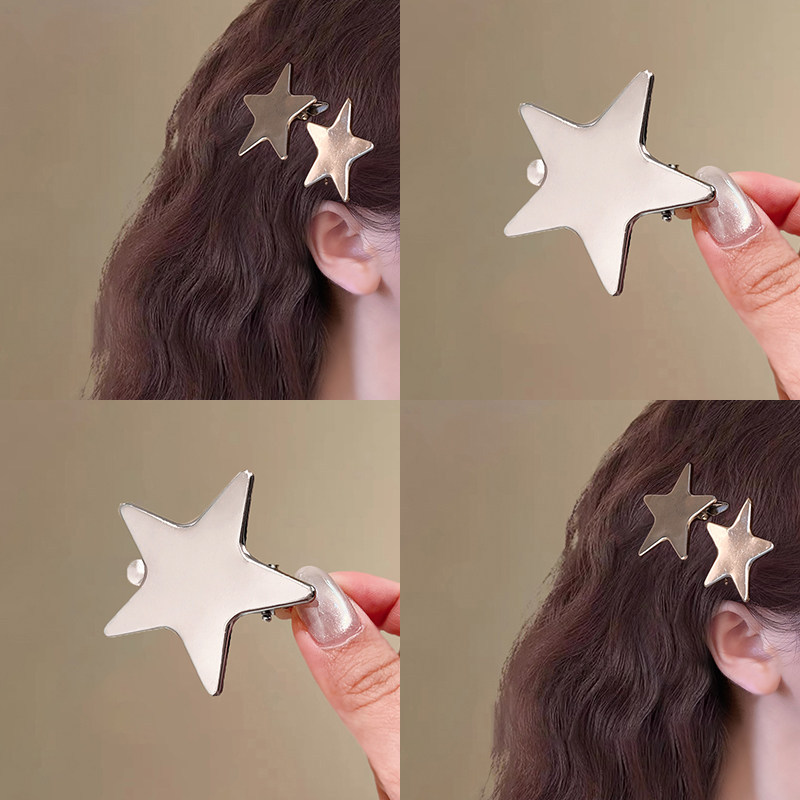 ชุด 4 ชิ้น Silver Five-Pointed Star Side Clip Simple