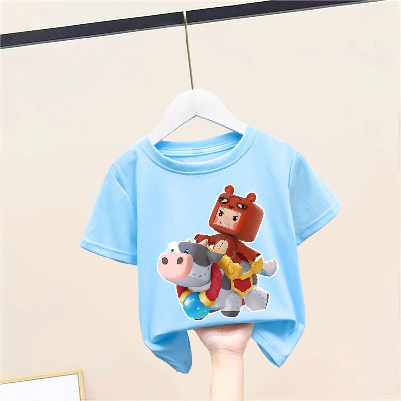 [มีสินค้า] เสื้อยืดการ์ตูนเกมมินิเวิลด์ Naughty Kid สำหรับเด็กชายและเด็กหญิง แขนสั้น สไตล์ใหม่สำหรับ