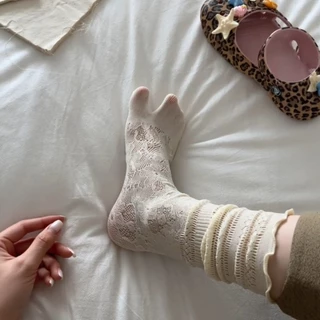Tabi Summer Hollow Mesh Lace Fashion Split Toe Socks Women