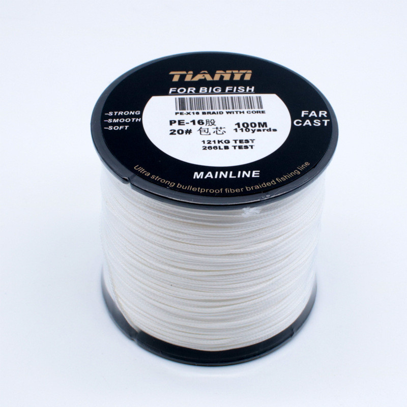 16-Strand PE Braided Strong Horse สายตกปลา 100m เบอร์ 20 Hollow Core-spun Monochrome Color Lure Gent